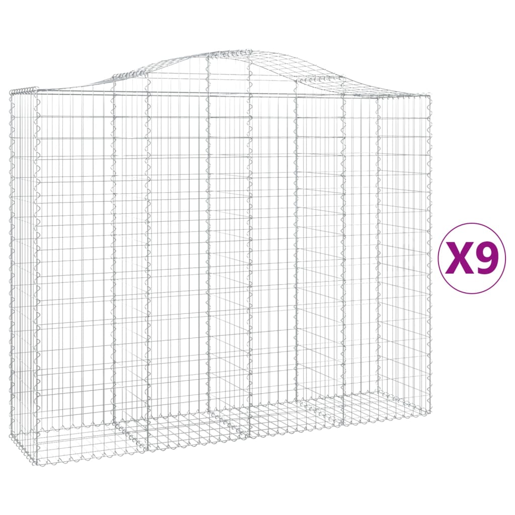 vidaXL Gabions à arc surélevé 9 pcs 200x50x160/180cm Fer galvanisé