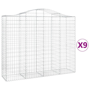 vidaXL Gabionen mit Hochbogen 9 Stk. 200x50x160/180cm Verzinktes Eisen