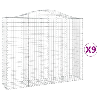 vidaXL Gabions à arc surélevé 9 pcs 200x50x160/180cm Fer galvanisé
