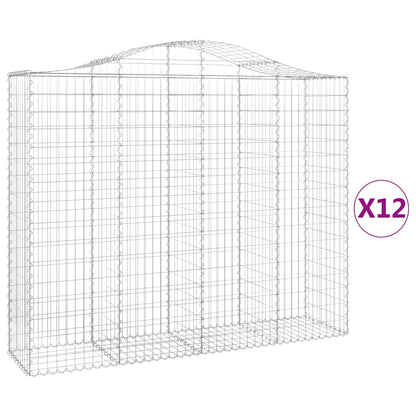 vidaXL Gabionen mit Hochbogen 12Stk. 200x50x160/180cm Verzinktes Eisen