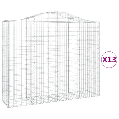 vidaXL Gabions avec arche haute 13 pcs 200x50x160/180 cm Fer galvanisé