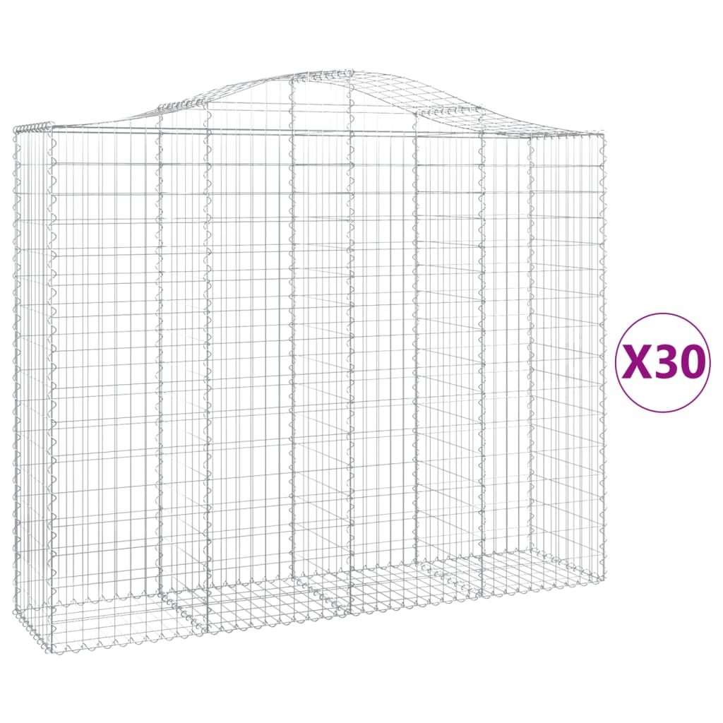 vidaXL Gabionen mit Hochbogen 30Stk. 200x50x160/180cm Verzinktes Eisen