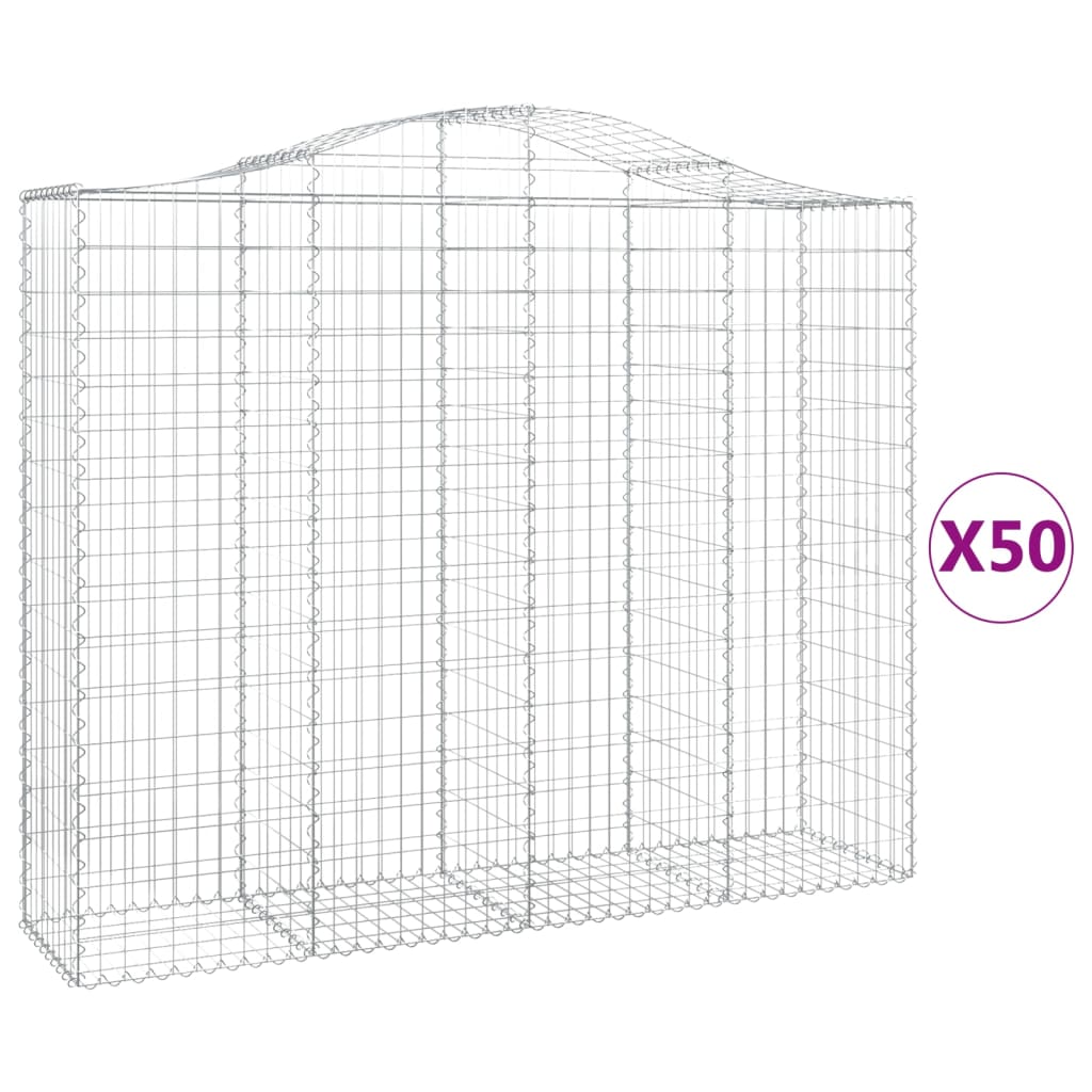 vidaXL Gabionen mit Hochbogen 50Stk. 200x50x160/180cm Verzinktes Eisen