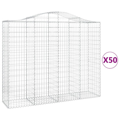 vidaXL Gabionen mit Hochbogen 50Stk. 200x50x160/180cm Verzinktes Eisen