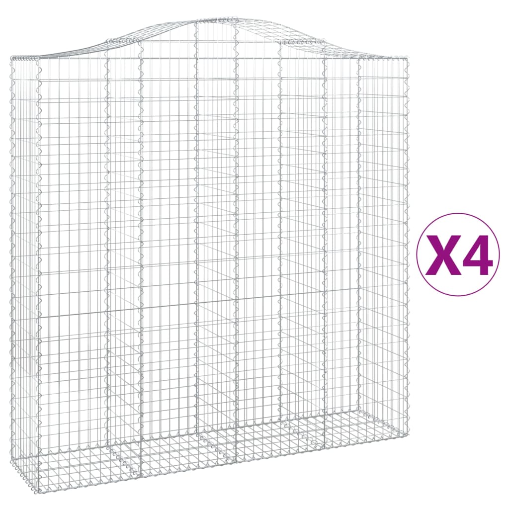 vidaXL Gabionen mit Hochbogen 4 Stk. 200x50x200/220cm Verzinktes Eisen