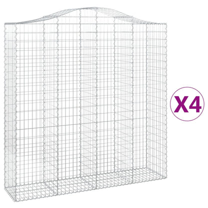 vidaXL Gabionen mit Hochbogen 4 Stk. 200x50x200/220cm Verzinktes Eisen