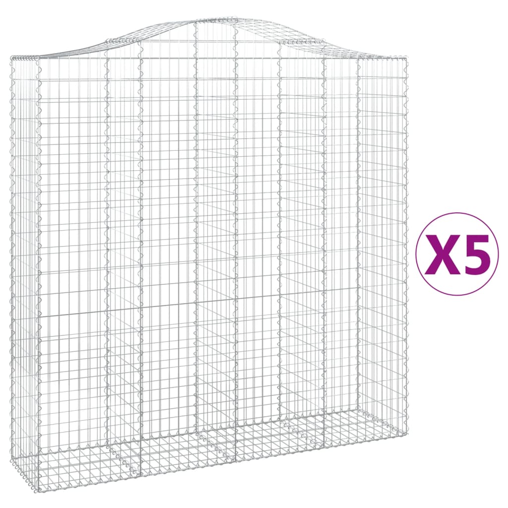 vidaXL Gabionen mit Hochbogen 5 Stk. 200x50x200/220cm Verzinktes Eisen