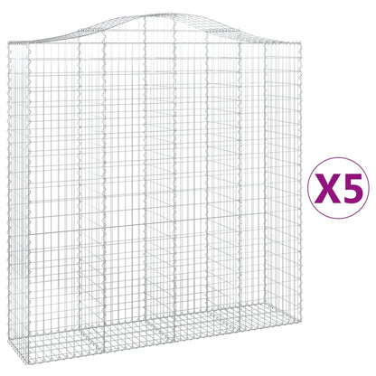 vidaXL Gabionen mit Hochbogen 5 Stk. 200x50x200/220cm Verzinktes Eisen