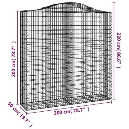 vidaXL Gabionen mit Hochbogen 5 Stk. 200x50x200/220cm Verzinktes Eisen