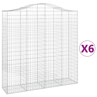vidaXL Gabionen mit Hochbogen 6 Stk. 200x50x200/220cm Verzinktes Eisen