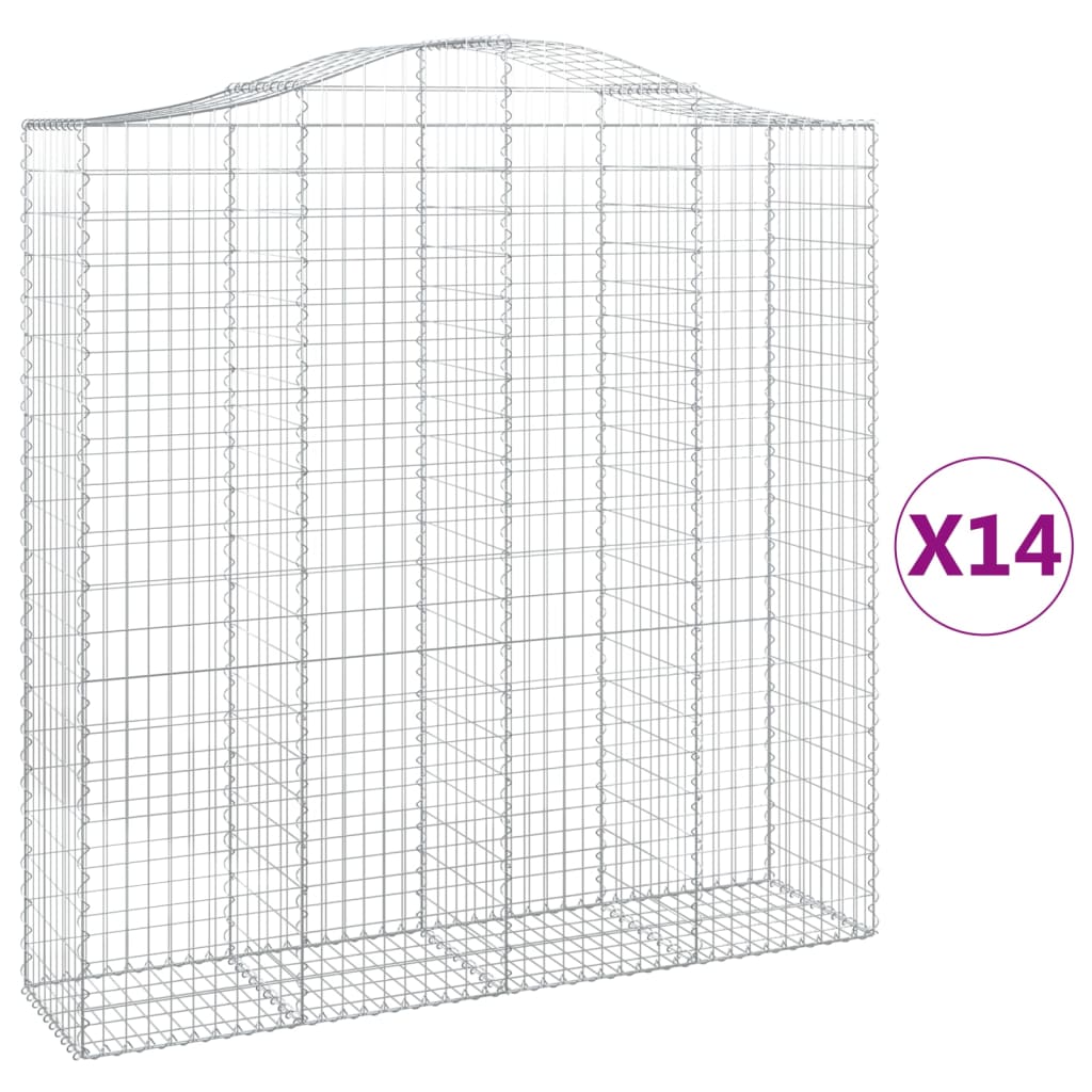 vidaXL Gabionen mit Hochbogen 14Stk. 200x50x200/220cm Verzinktes Eisen