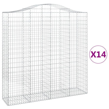 vidaXL Gabionen mit Hochbogen 14Stk. 200x50x200/220cm Verzinktes Eisen