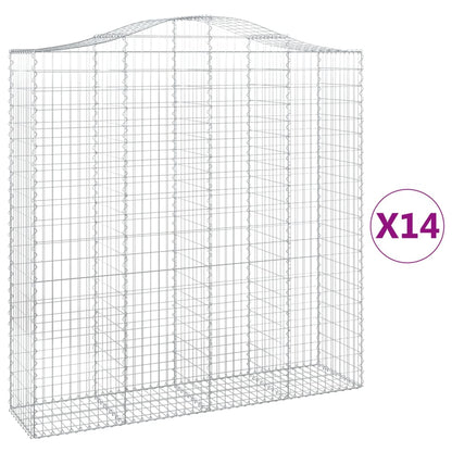 vidaXL Gabionen mit Hochbogen 14Stk. 200x50x200/220cm Verzinktes Eisen