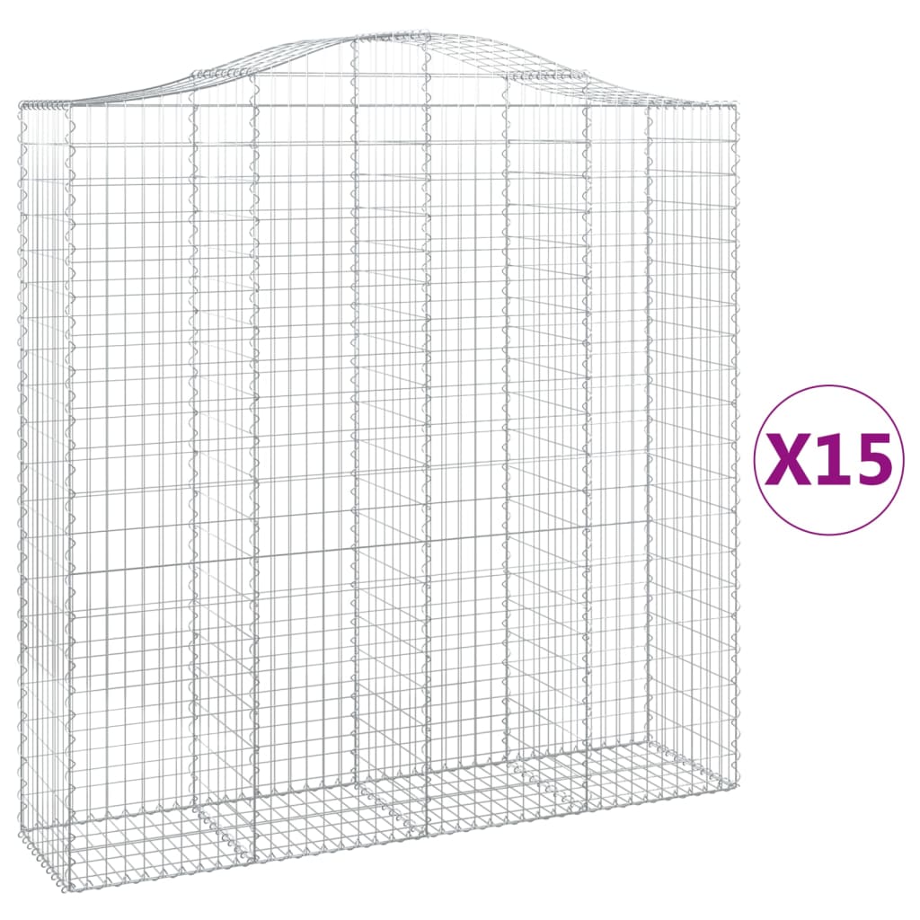 vidaXL Gabionen mit Hochbogen 15Stk. 200x50x200/220cm Verzinktes Eisen