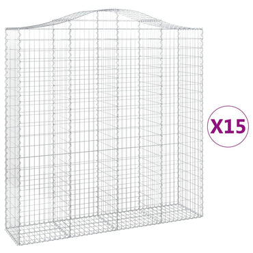 vidaXL Gabionen mit Hochbogen 15Stk. 200x50x200/220cm Verzinktes Eisen