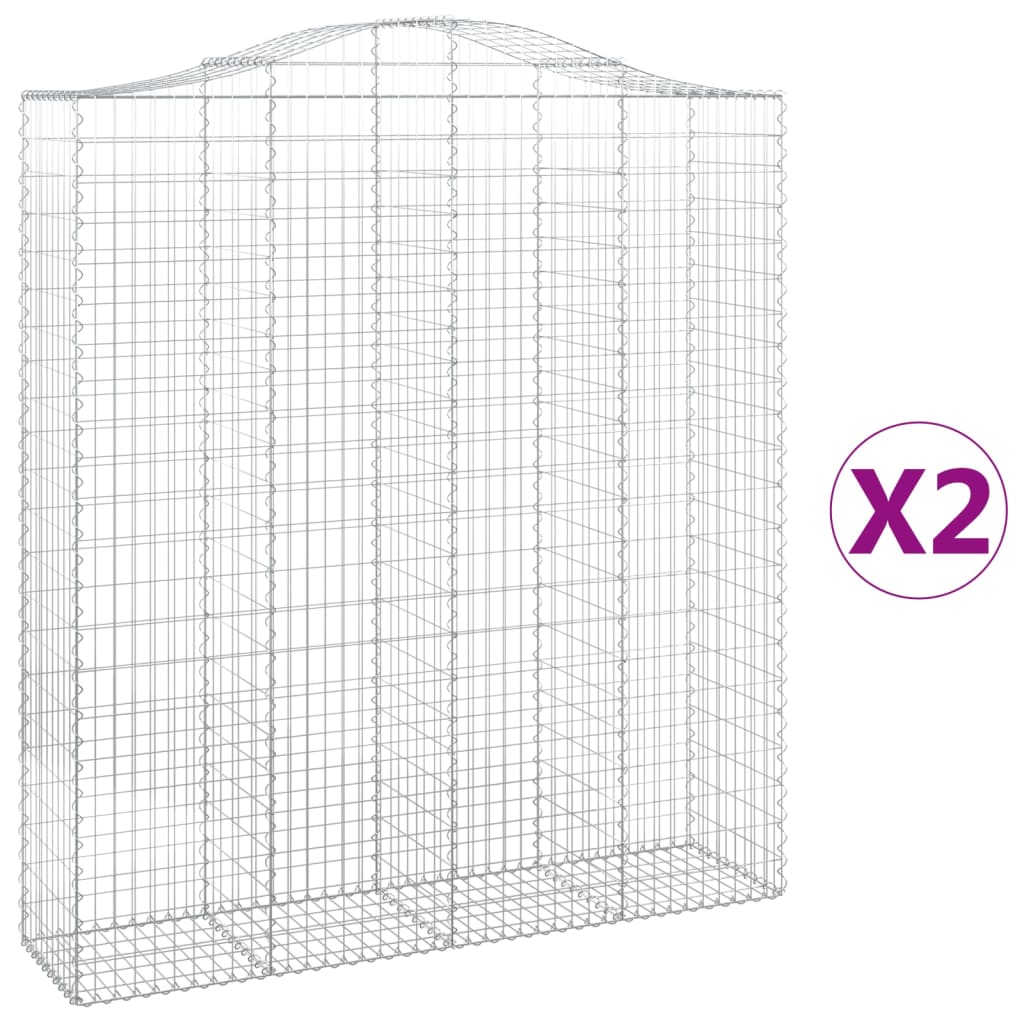 vidaXL Gabions avec arche haute 2 pcs 200x50x220/240 cm Fer galvanisé