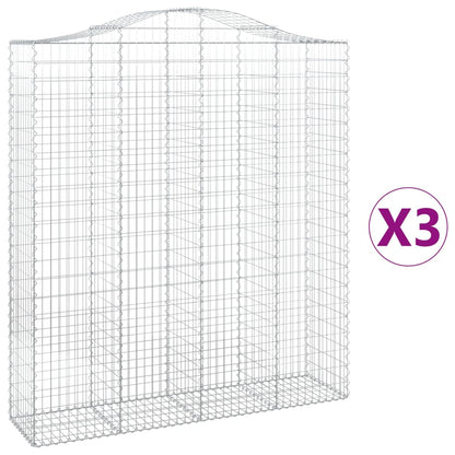 vidaXL Gabions à arc surélevé 3 pcs. 200x50x220/240cm Fer galvanisé
