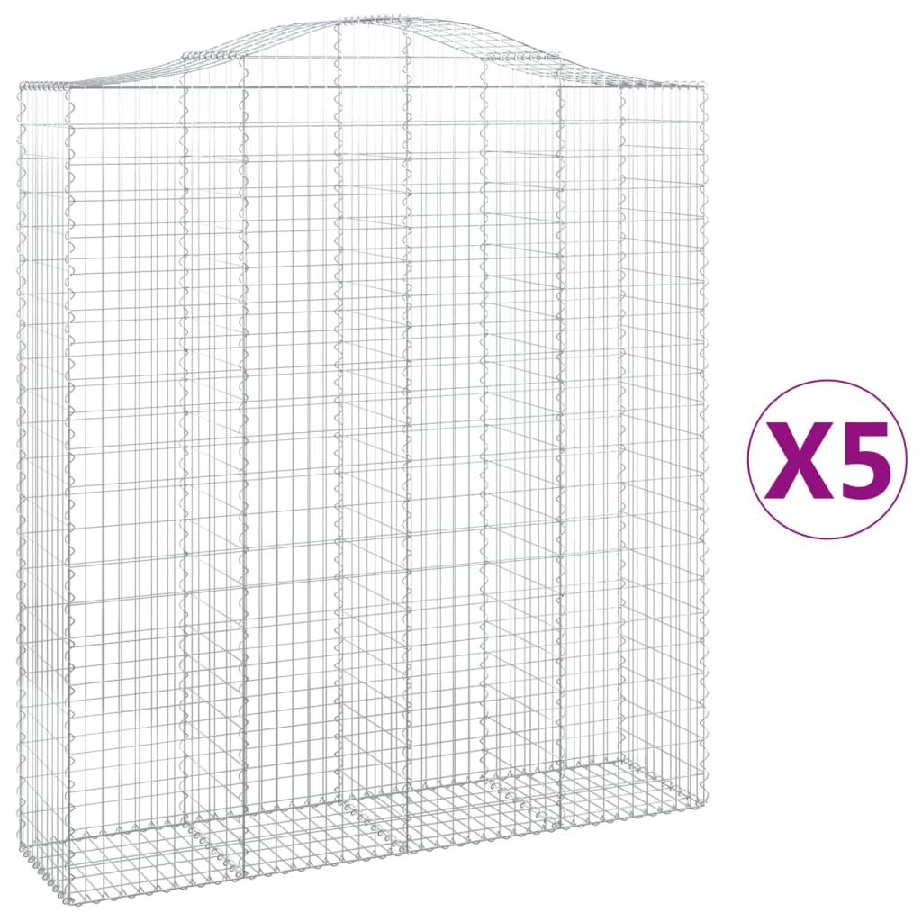 vidaXL Gabions avec arche 5 pcs 200x50x220/240 cm Fer galvanisé