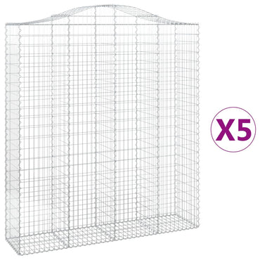 vidaXL Gabions avec arche 5 pcs 200x50x220/240 cm Fer galvanisé