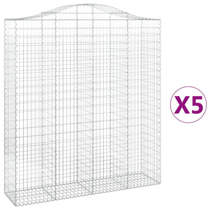 vidaXL Gabions avec arche 5 pcs 200x50x220/240 cm Fer galvanisé