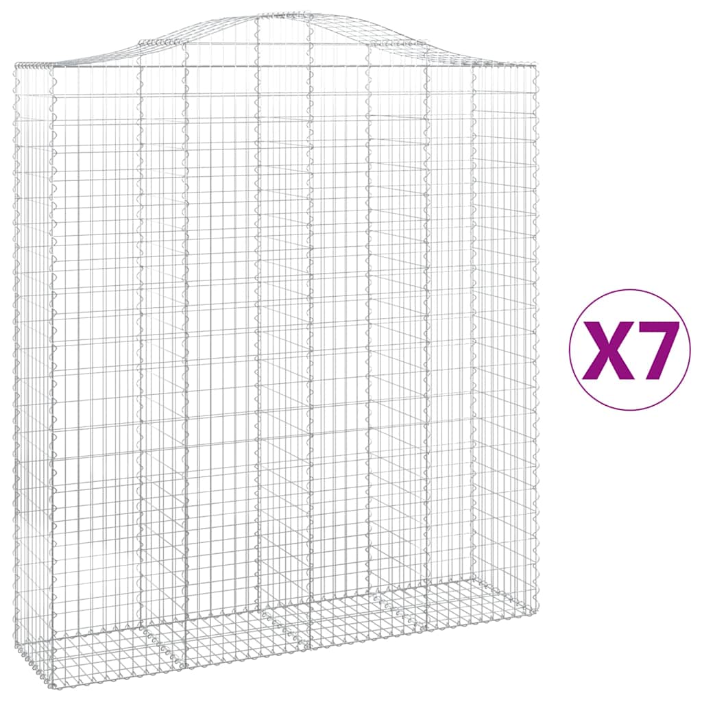 vidaXL Gabionen mit Hochbogen 7 Stk. 200x50x220/240cm Verzinktes Eisen