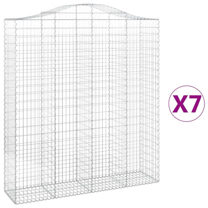 vidaXL Gabionen mit Hochbogen 7 Stk. 200x50x220/240cm Verzinktes Eisen