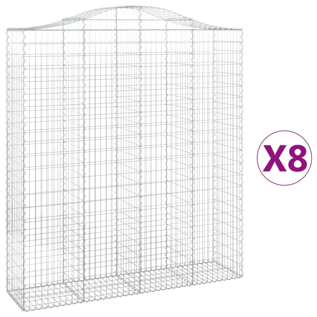 vidaXL Gabions avec arche surélevée 8 pcs 200x50x220/240cm Fer galvanisé