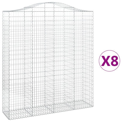 vidaXL Gabions avec arche surélevée 8 pcs 200x50x220/240cm Fer galvanisé