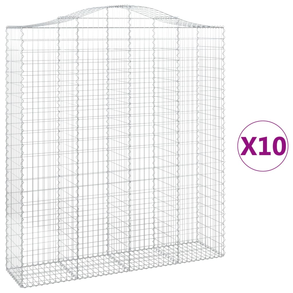 vidaXL Gabions avec arche 10 pcs 200x50x220/240 cm Fer galvanisé