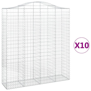 vidaXL Gabions avec arche 10 pcs 200x50x220/240 cm Fer galvanisé