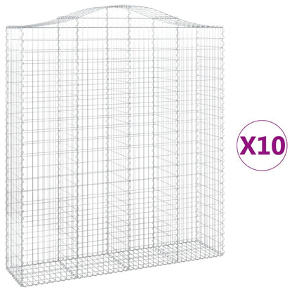 vidaXL Gabions avec arche 10 pcs 200x50x220/240 cm Fer galvanisé