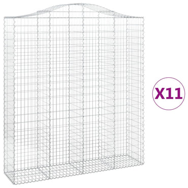 vidaXL Gabionen mit Hochbogen 11Stk. 200x50x220/240cm Verzinktes Eisen
