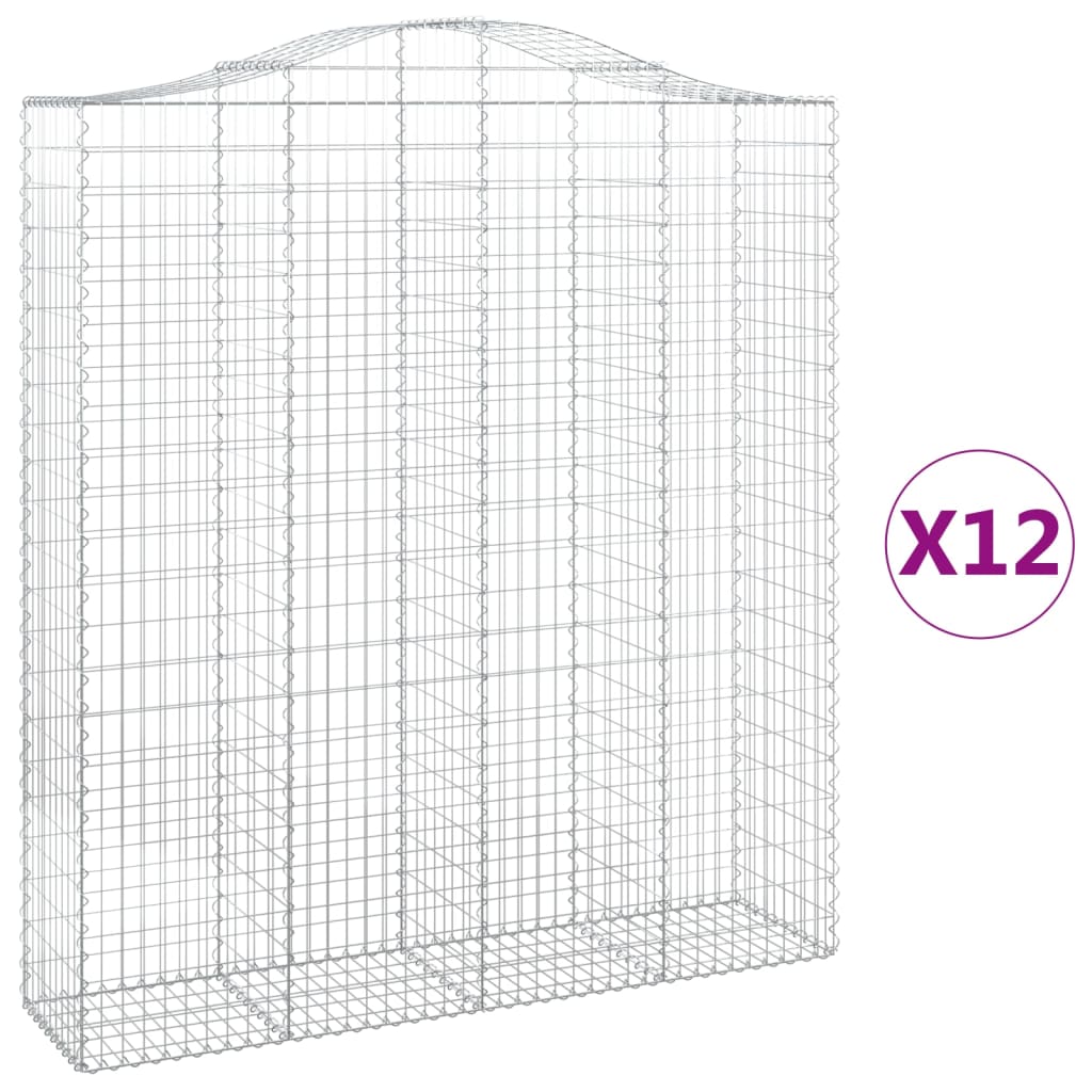 vidaXL Gabions avec arche haute 12 pcs 200x50x220/240 cm Fer galvanisé