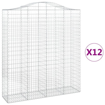 vidaXL Gabionen mit Hochbogen 12Stk. 200x50x220/240cm Verzinktes Eisen