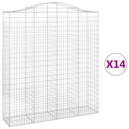vidaXL Gabions avec arche haute 14 pcs 200x50x220/240 cm Fer galvanisé