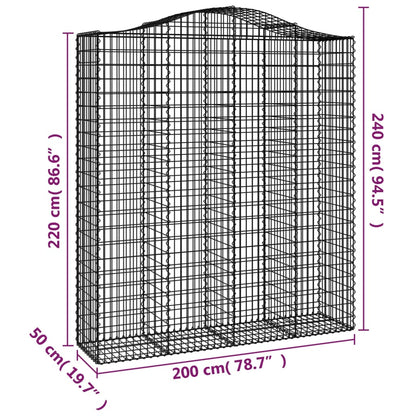 vidaXL Gabions avec arche haute 14 pcs 200x50x220/240 cm Fer galvanisé