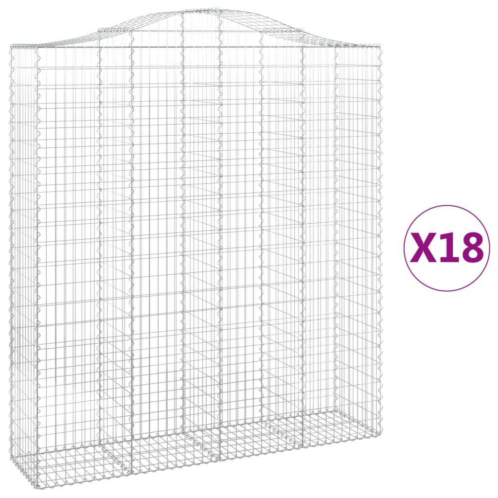 vidaXL Gabions à arc surélevé 18 pcs 200x50x220/240 cm Fer galvanisé
