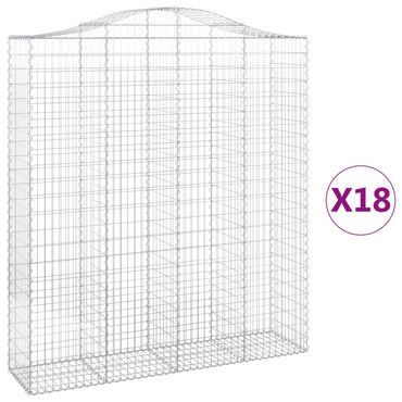 vidaXL Gabionen mit Hochbogen 18Stk. 200x50x220/240cm Verzinktes Eisen