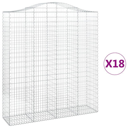 vidaXL Gabions à arc surélevé 18 pcs 200x50x220/240 cm Fer galvanisé