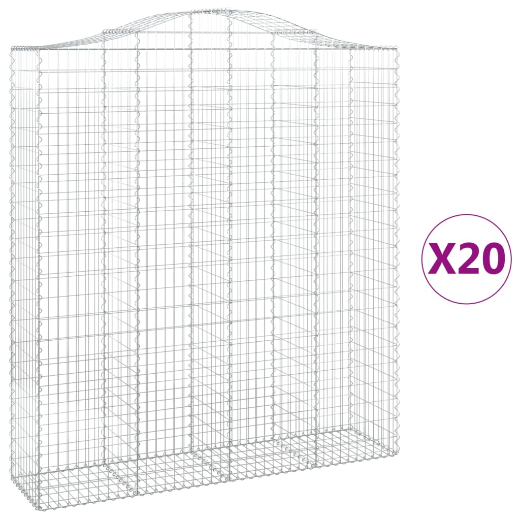 vidaXL Gabions à arche surélevée 20 pcs 200x50x220/240 cm Fer galvanisé