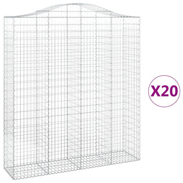 vidaXL Gabions à arche surélevée 20 pcs 200x50x220/240 cm Fer galvanisé