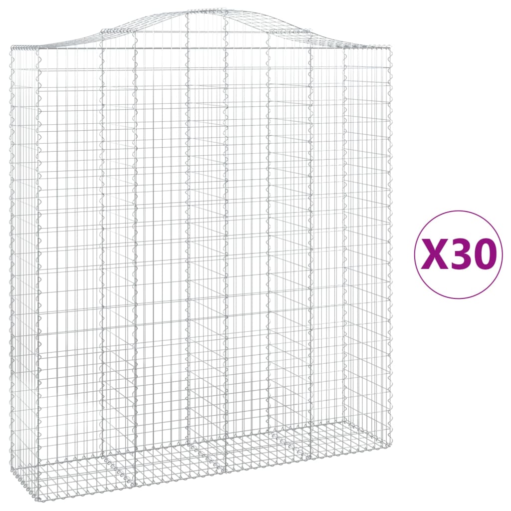 vidaXL Gabions avec arche haute 30 pcs 200x50x220/240 cm Fer galvanisé