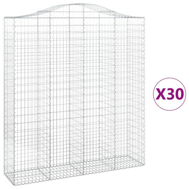 vidaXL Gabionen mit Hochbogen 30Stk. 200x50x220/240cm Verzinktes Eisen