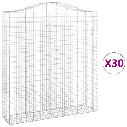 vidaXL Gabions avec arche haute 30 pcs 200x50x220/240 cm Fer galvanisé
