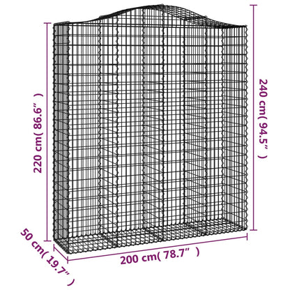 vidaXL Gabions avec arche haute 30 pcs 200x50x220/240 cm Fer galvanisé