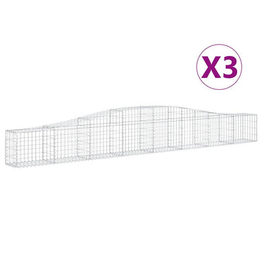 vidaXL Gabionen mit Hochbogen 3 Stk. 400x30x40/60 cm Verzinktes Eisen