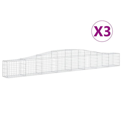 vidaXL Gabionen mit Hochbogen 3 Stk. 400x30x40/60 cm Verzinktes Eisen