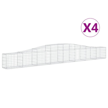 vidaXL Gabionen mit Hochbogen 4 Stk. 400x30x40/60 cm Verzinktes Eisen