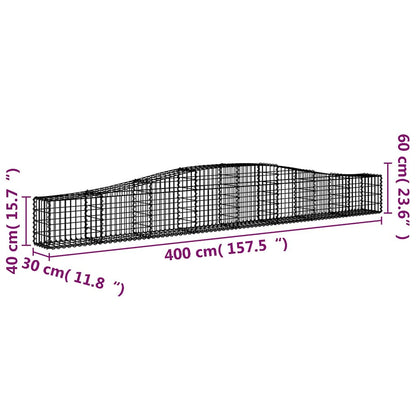vidaXL Gabionen mit Hochbogen 10 Stk. 400x30x40/60 cm Verzinktes Eisen