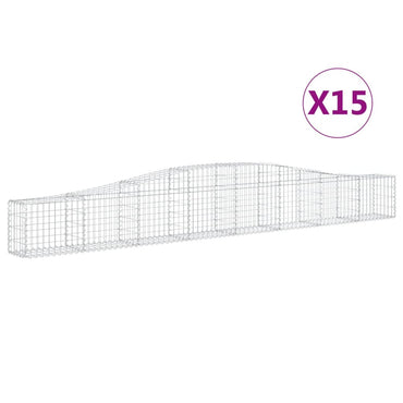 vidaXL Gabionen mit Hochbogen 15 Stk. 400x30x40/60 cm Verzinktes Eisen